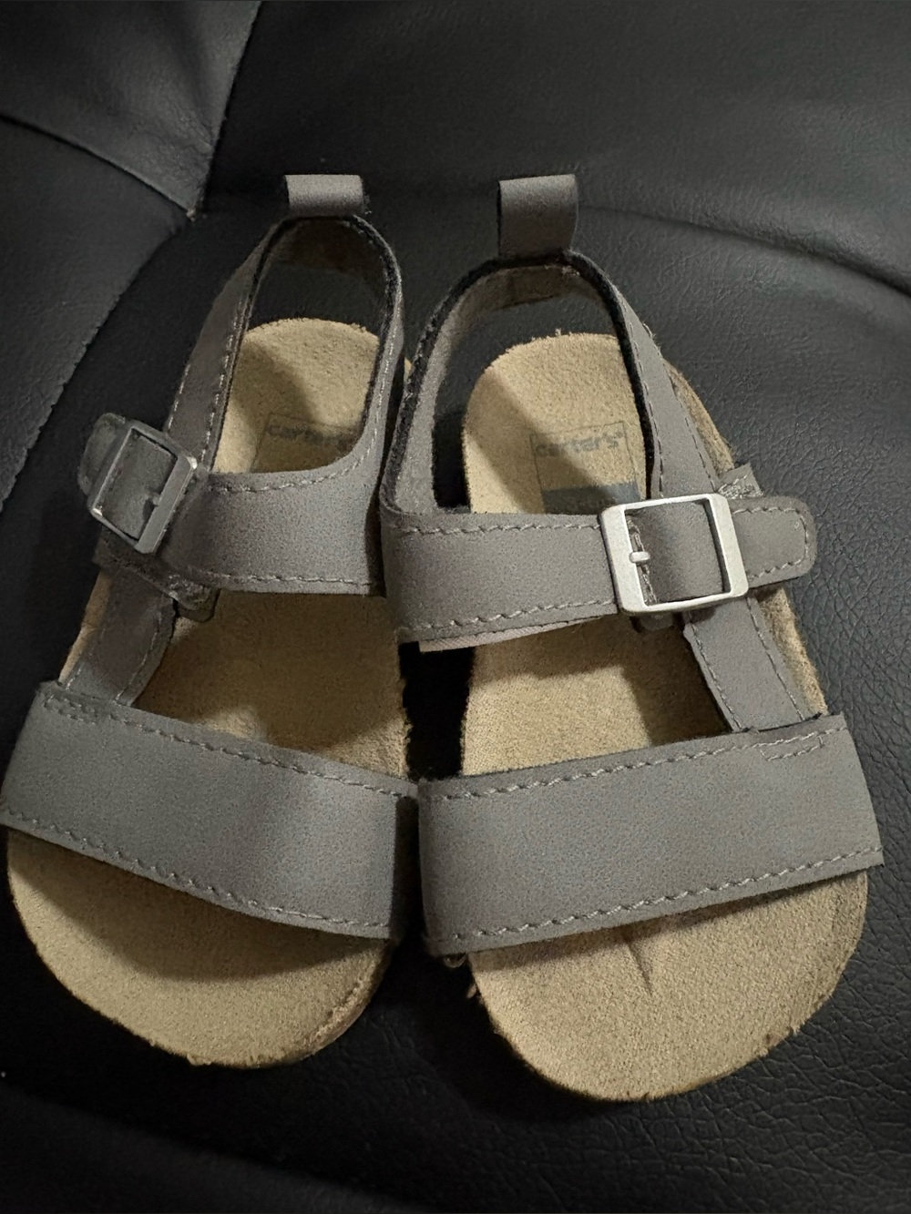 Carters Kids Gray Buckle Sandals 3-6ms